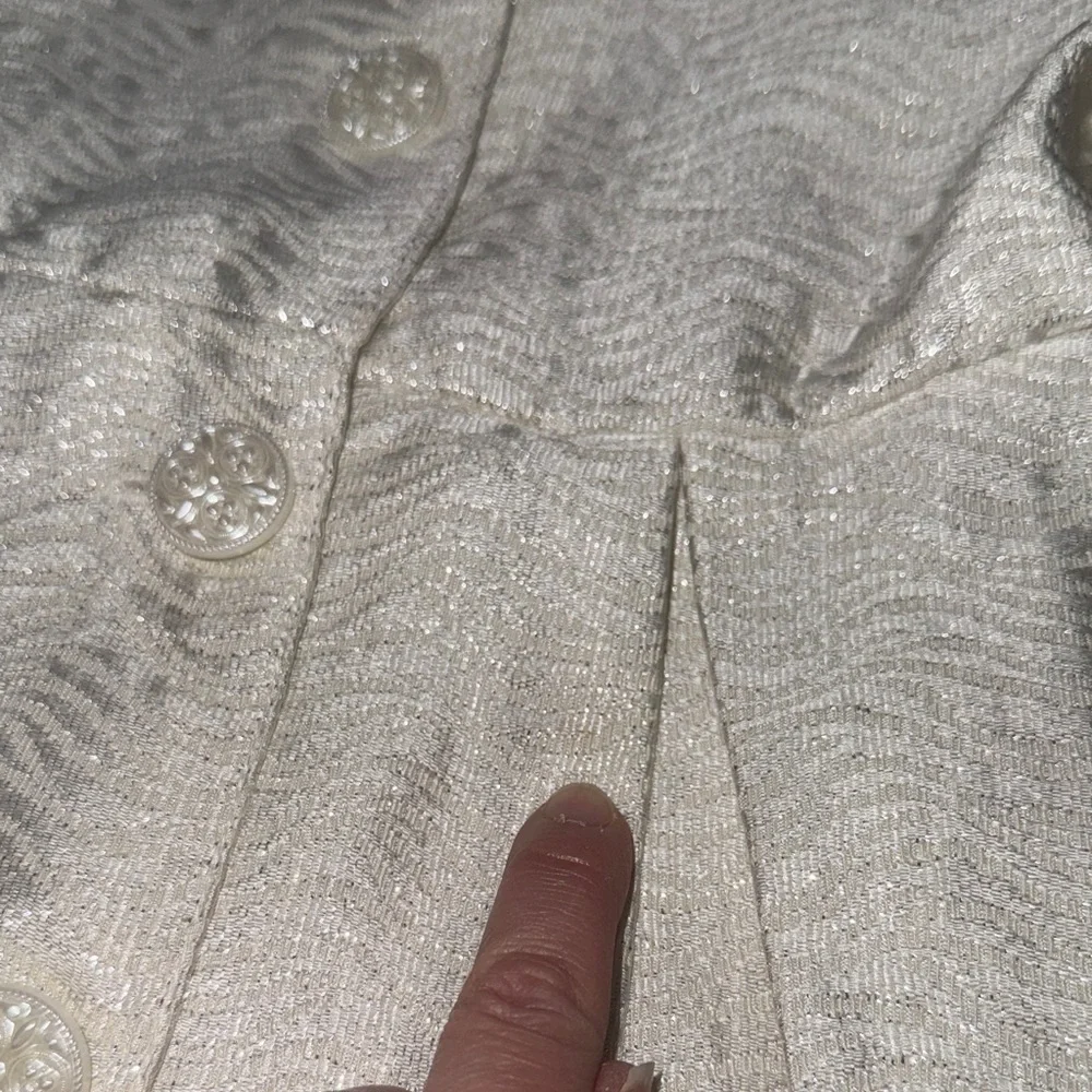 Elegant kids Faux Fur Trimmed sliver shimmer ivory like Coat